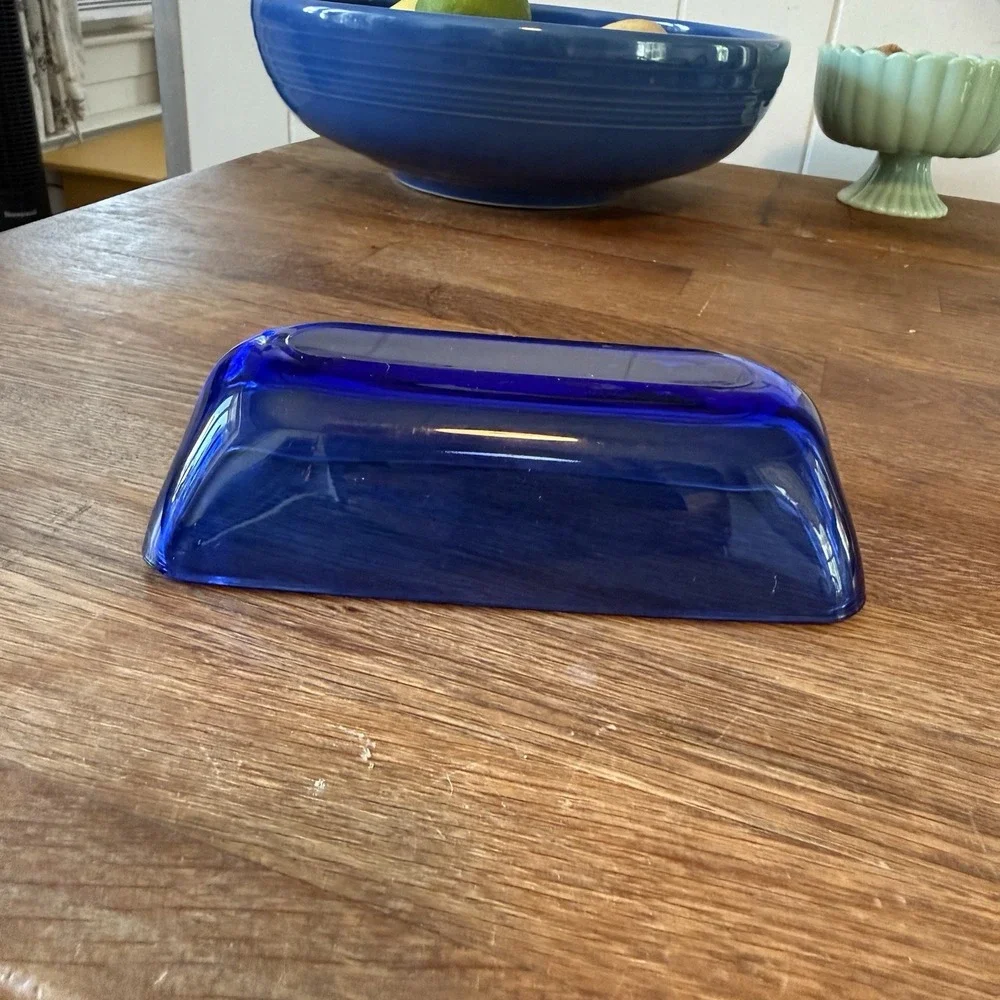 Vintage Cobalt Blue Anchor Hocking Glass Butter Dish Top Only REPLACEMENT